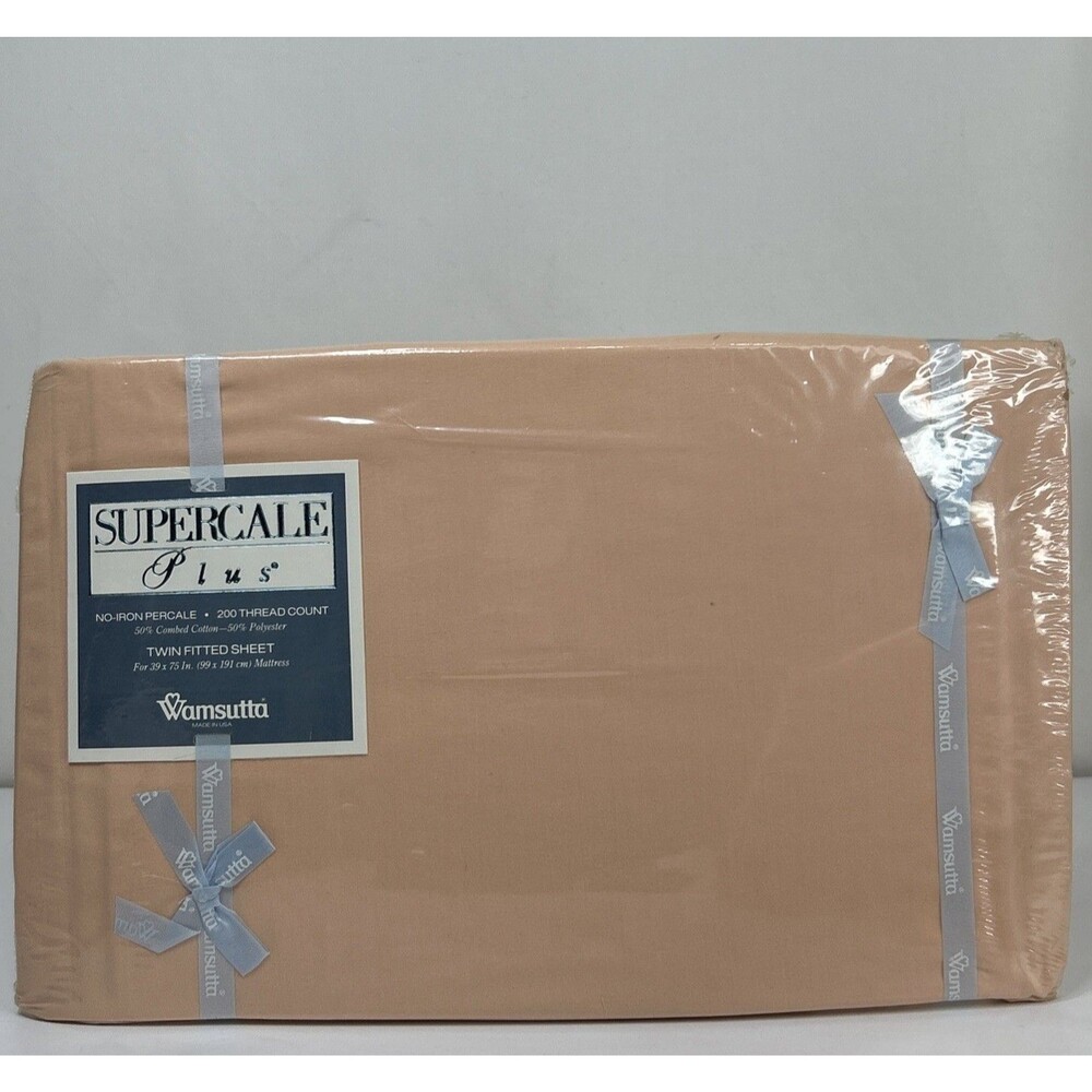 Wamsutta Supercale Plus Twin Fitted Sheet Coral 39 x 75" 200 Thread Count - Picture 1 of 6